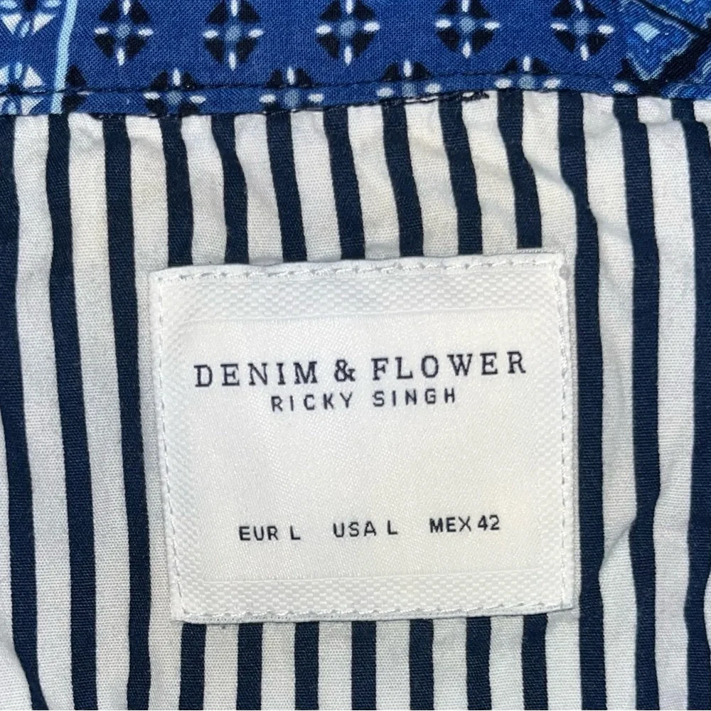 Blue Bandanna Print Short Sleeve Button Up Shirt - Picture 3 of 3